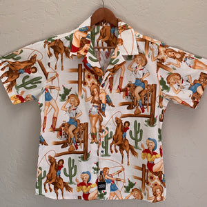 Cowgirls Aloha Rodeo Men's Short Sleeve Western Aloha Shirt